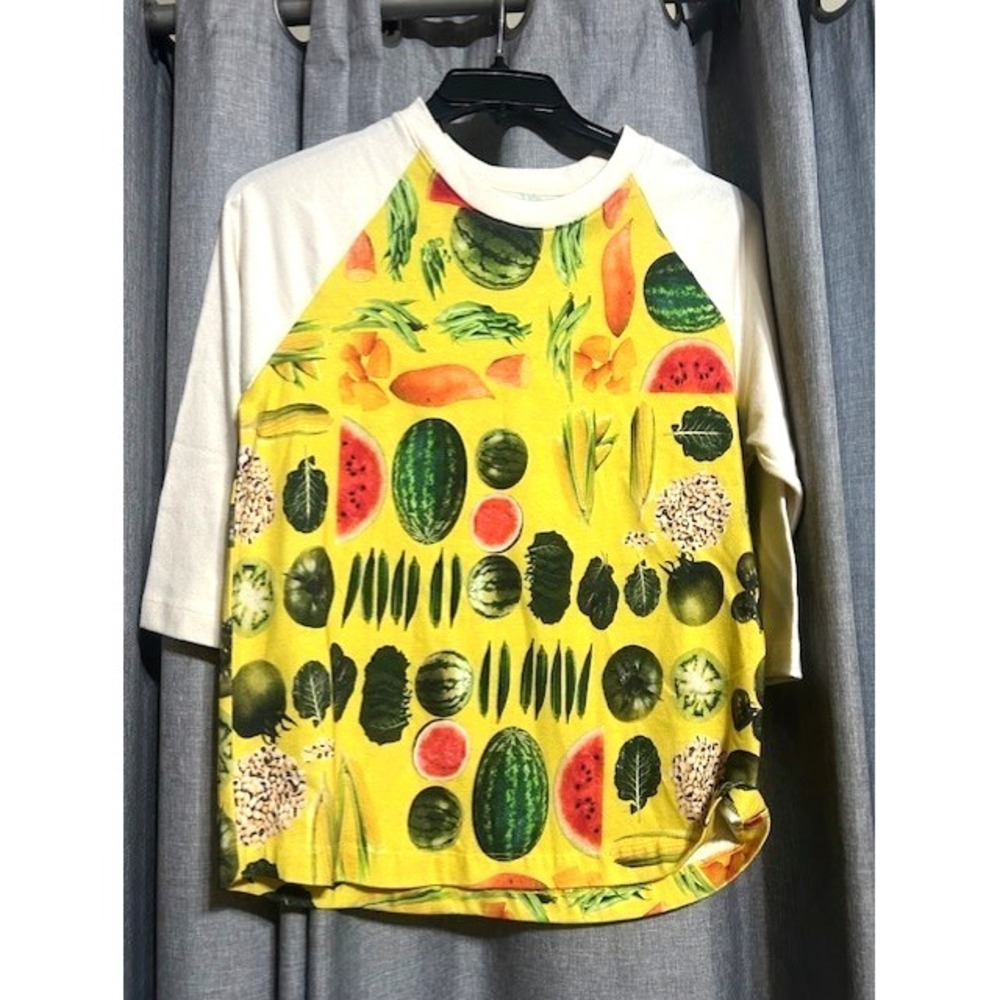 NWT Denim Tears African Diaspora Goods Raglan T-Shirt Yellow Fruit Veggie Size S